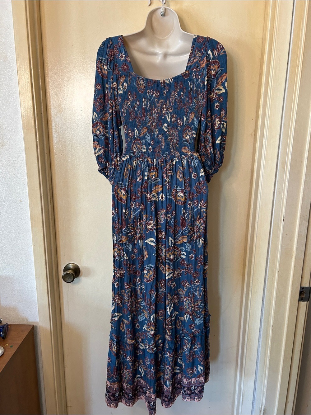 Angie Teal Floral Hi-Low Dress with Puff Sleeves size S - Picture 8 of 12